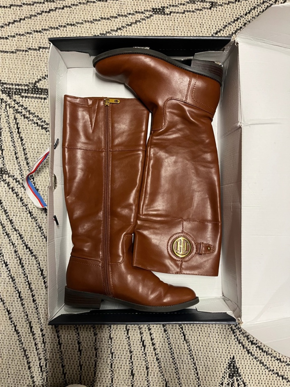 Tommy Hilfiger Brown Leather Knee-High Riding Boots